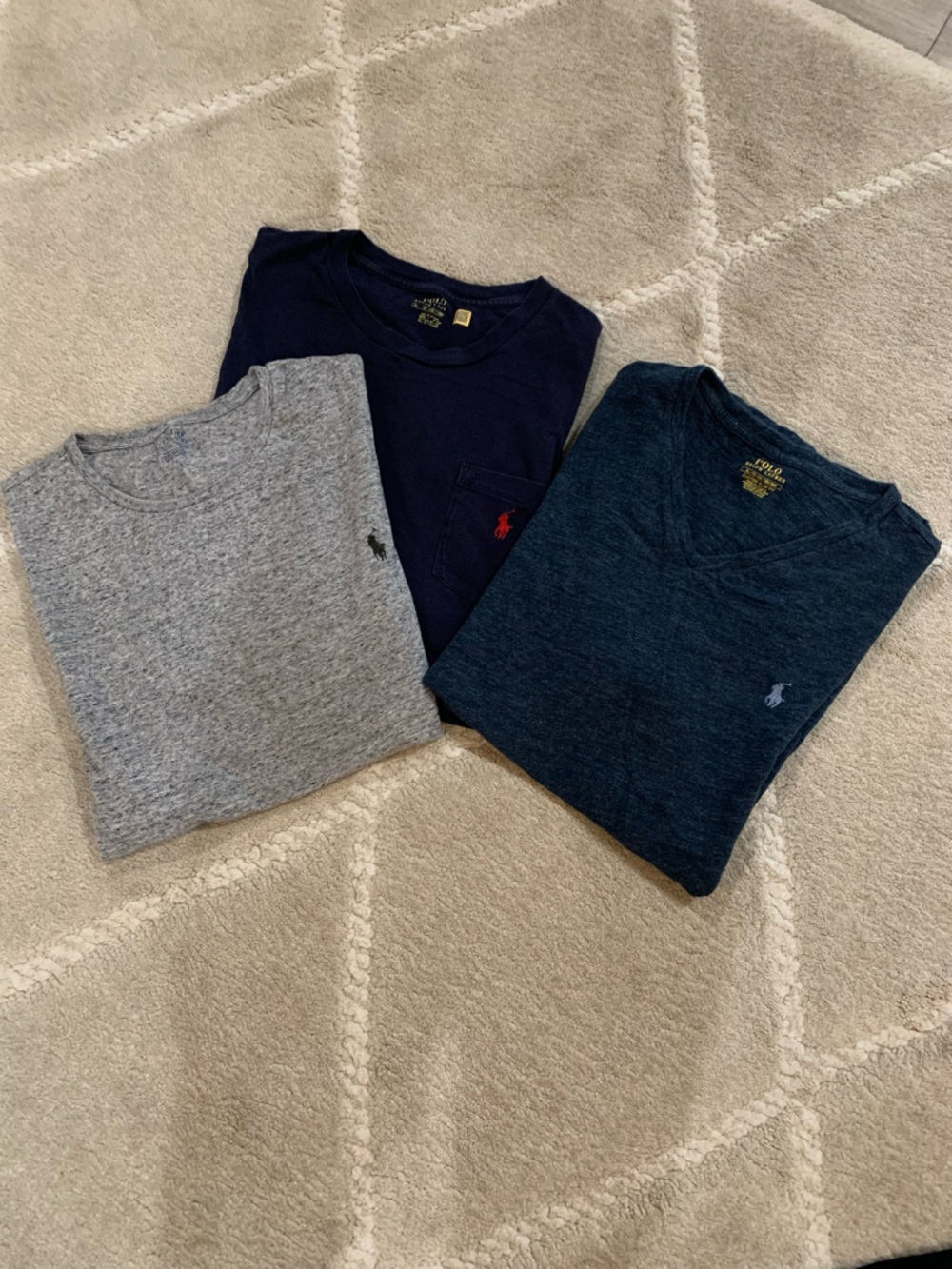 Ralph Lauren Three-Pack Tee Set in Gray, Navy, and Teal